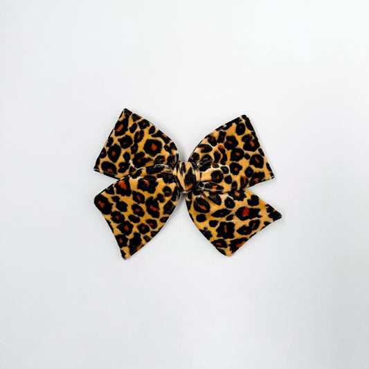 Leopard Velvet Hand-tied Bow