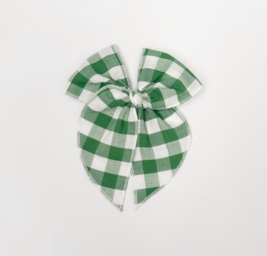Green Gingham Fable Bow
