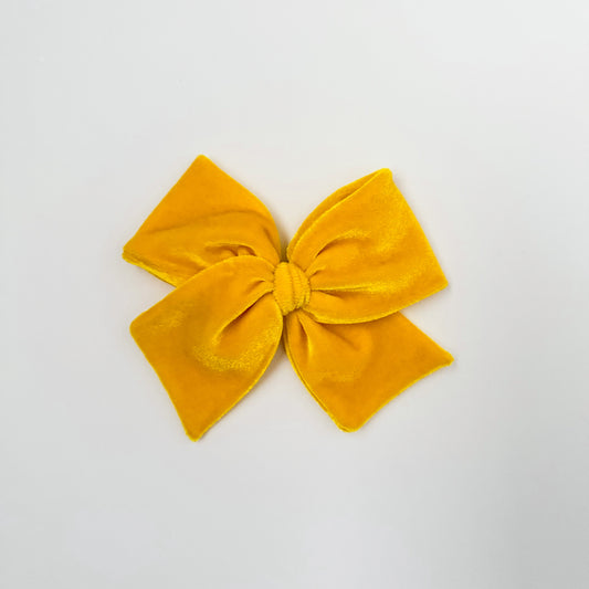 Yellow Velvet Hand-tied Bow