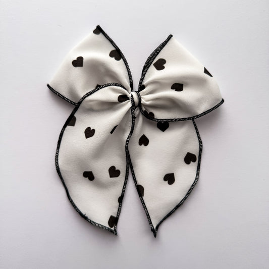 RTS Oversize Hearts on White Fable Bow