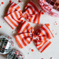 Pink+Red Stripe Crepe Hand-tied Bow