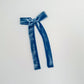 Dusty Blue Velvet Long Tail Bow