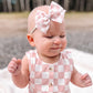 Blush Pink Check Hand-tied Bow