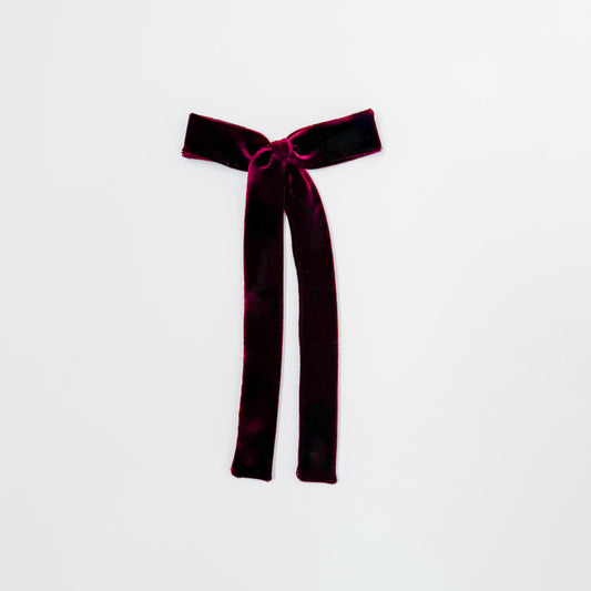 Burgundy Velvet Long Tail Bow