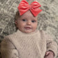 Bright Coral Velvet Hand-tied Bow