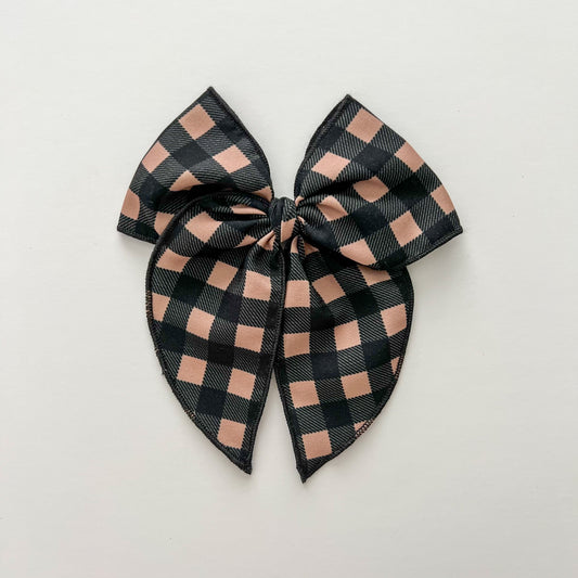 Black+Tan Plaid Fable Bow