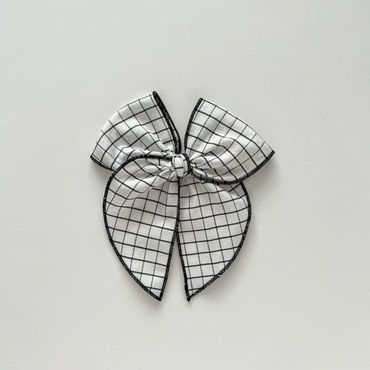 Black+White Small Windowpane Fable Bow