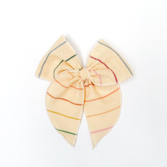 Skinny Rainbow Stripe Fable Bow