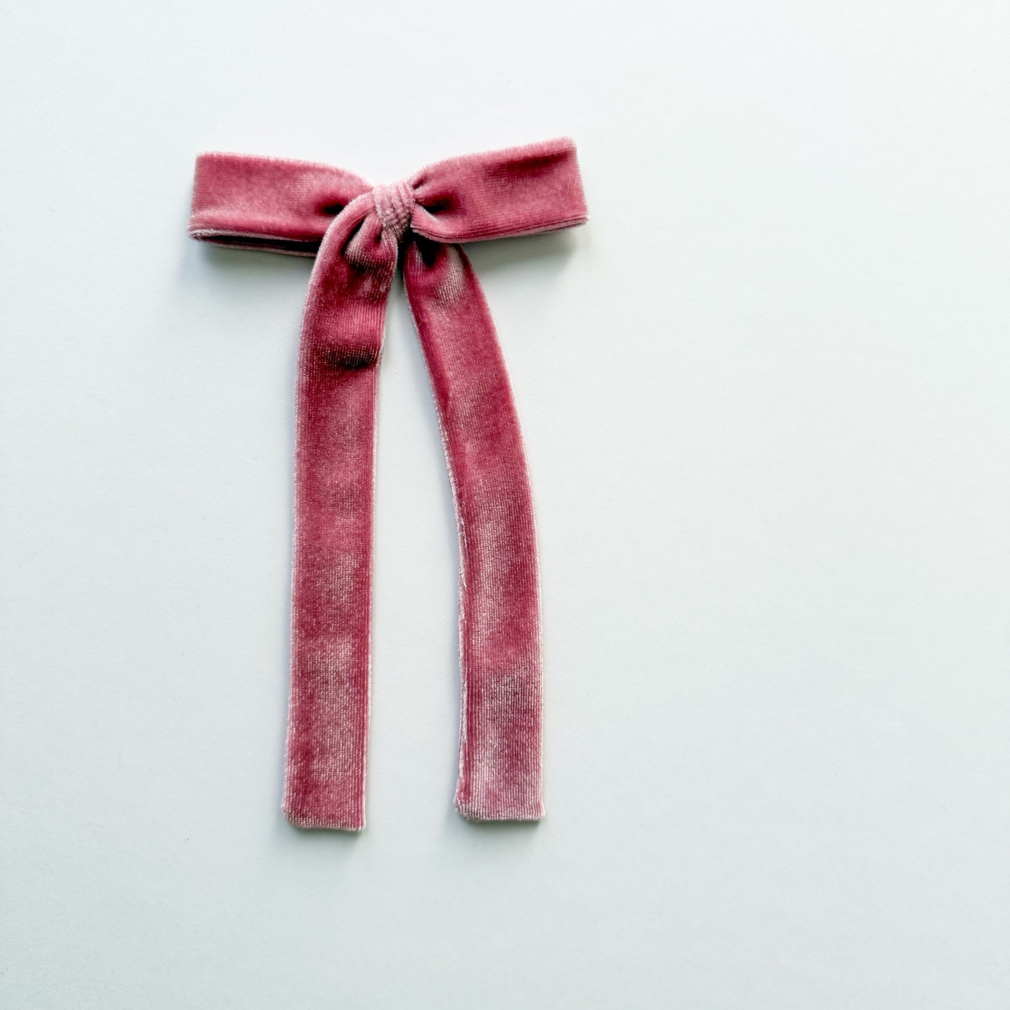 Dusty Rose Velvet Long Tail Bow