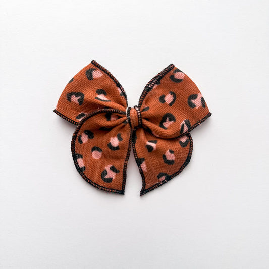 RTS Mini Brown+Pink Leopard Fable Bow