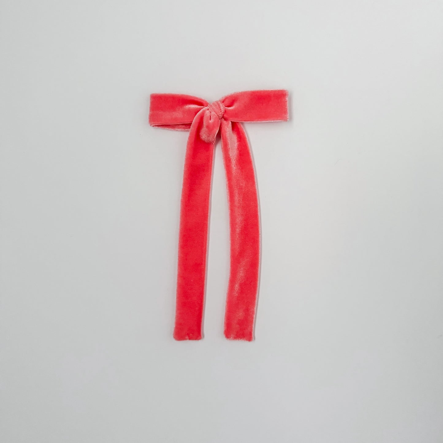 Bright Coral Velvet Long Tail Bow