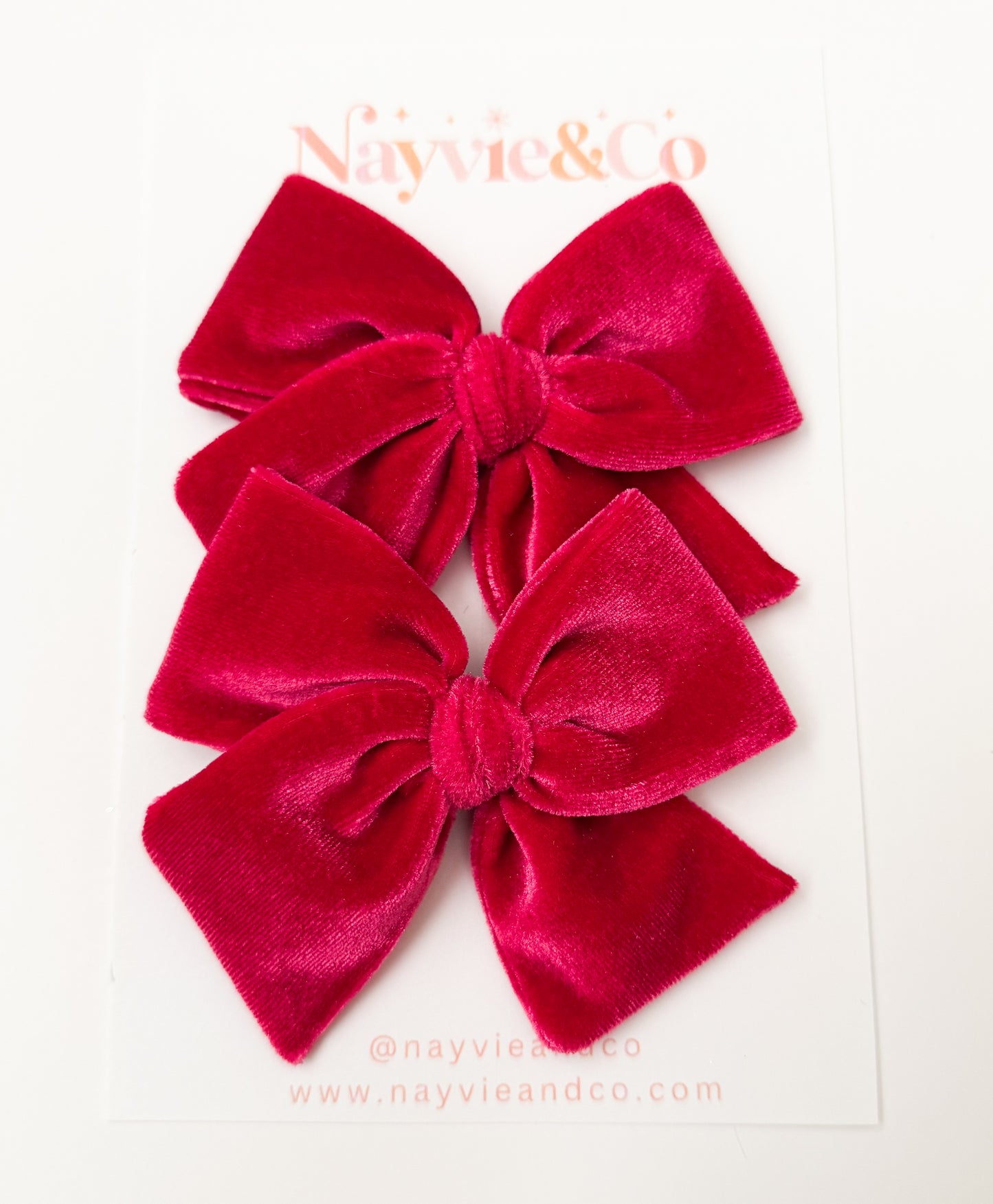 Rose Pink Velvet Hand-tied Bow