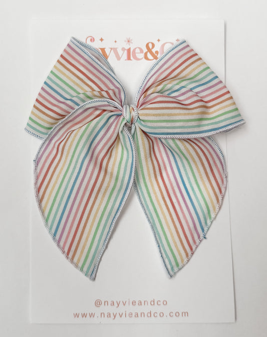 RTS OVERSIZE PASTEL RAINBOW STRIPES Fable Bow