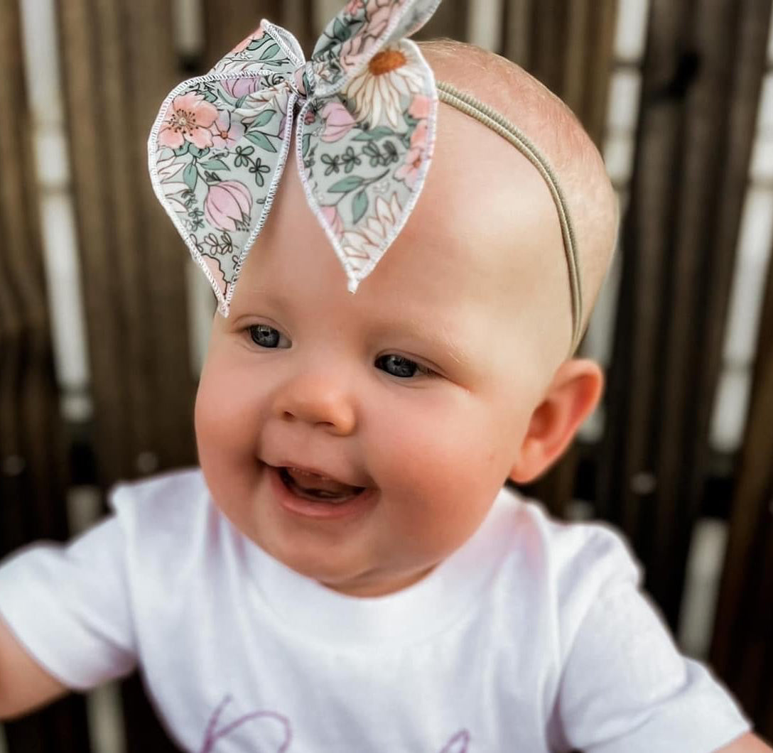 Blue Floral Fable Bow