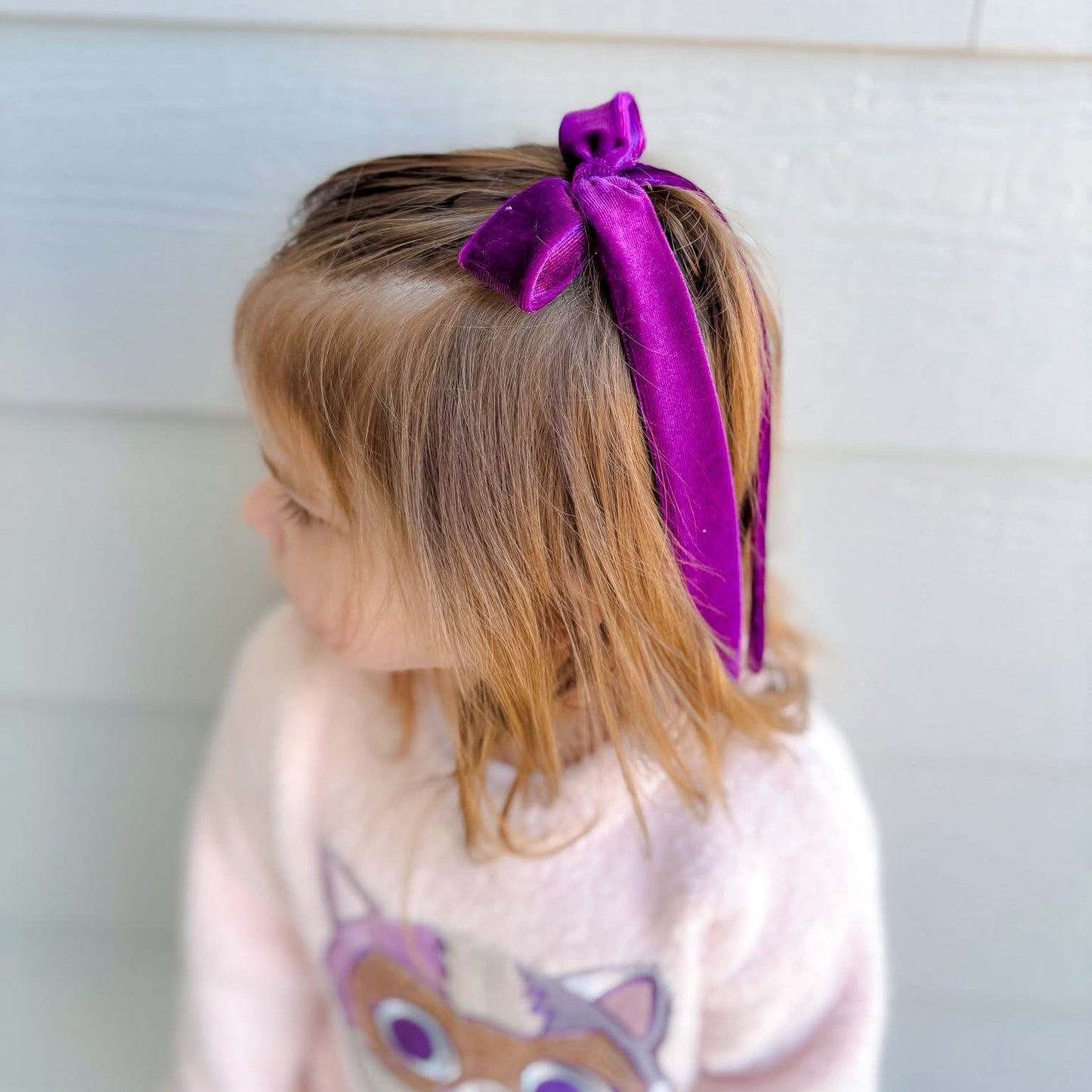 Purple Velvet Long Tail Bow