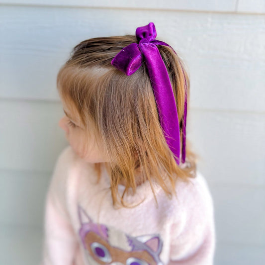 Purple Velvet Long Tail Bow