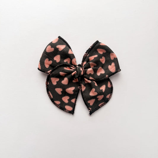 RTS Mini Pink Hearts in Black Fable Bow