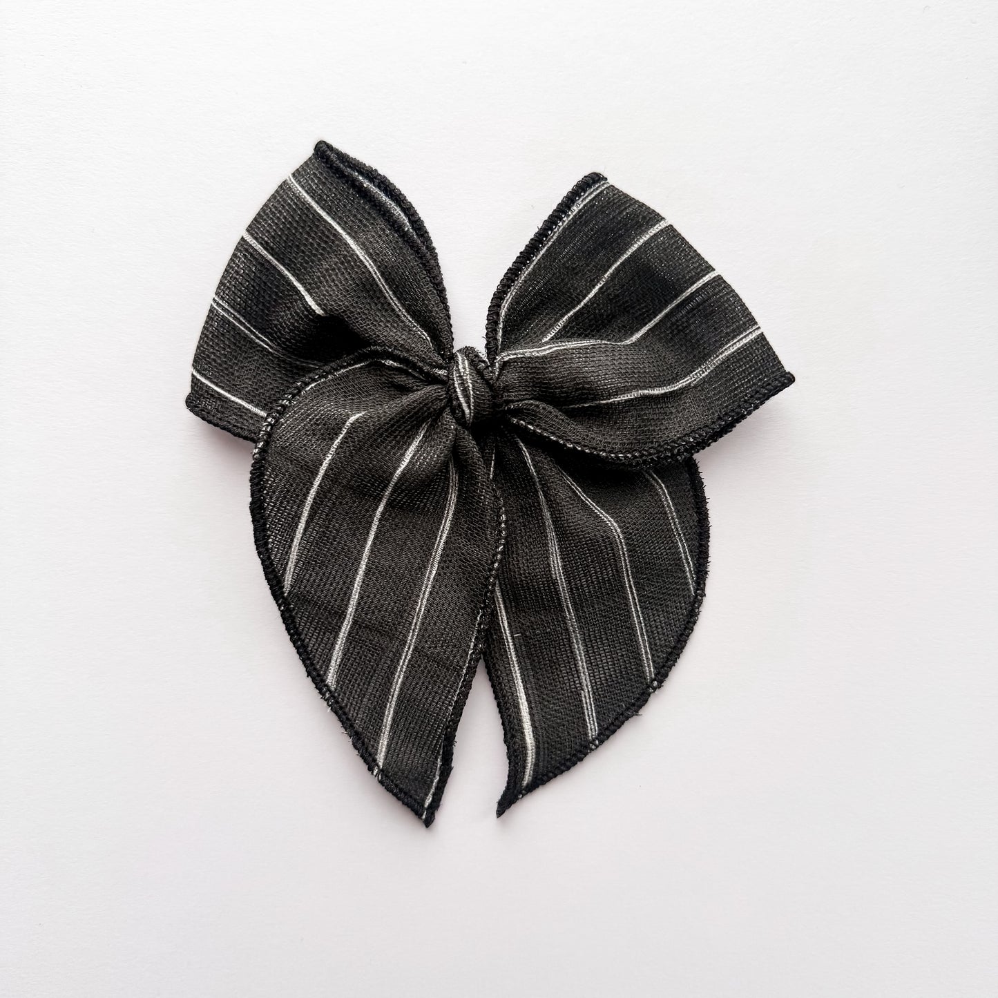 RTS Medium Black+White Stripe Gauze Fable Bow