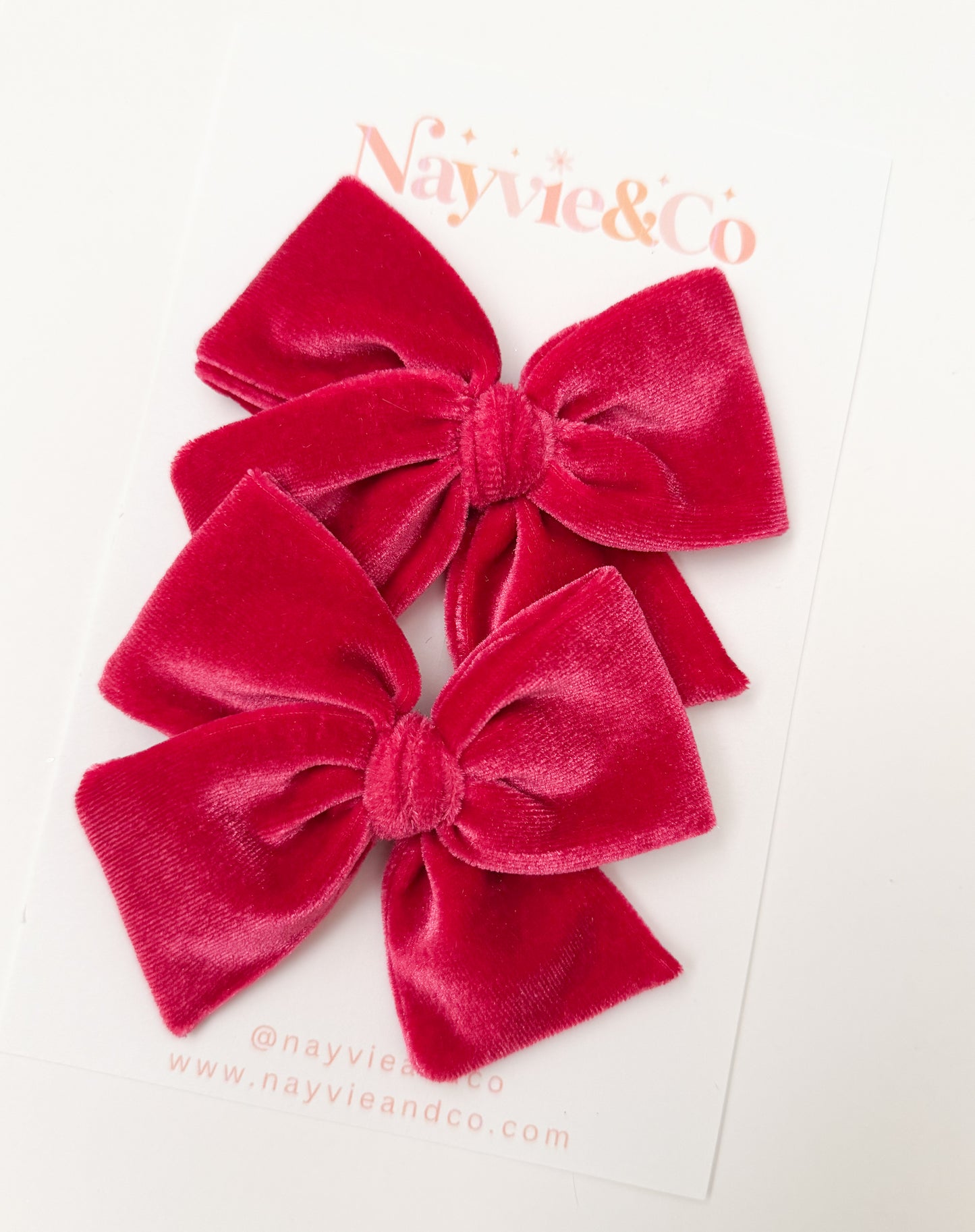 Rose Pink Velvet Hand-tied Bow
