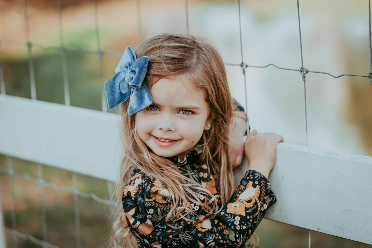 Dusty Blue Velvet Hand-tied Bow
