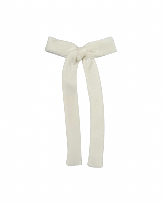 Ivory Velvet Long Tail Bow