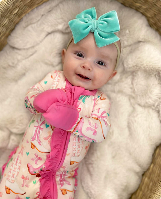 Seafoam Velvet Hand-tied Bow