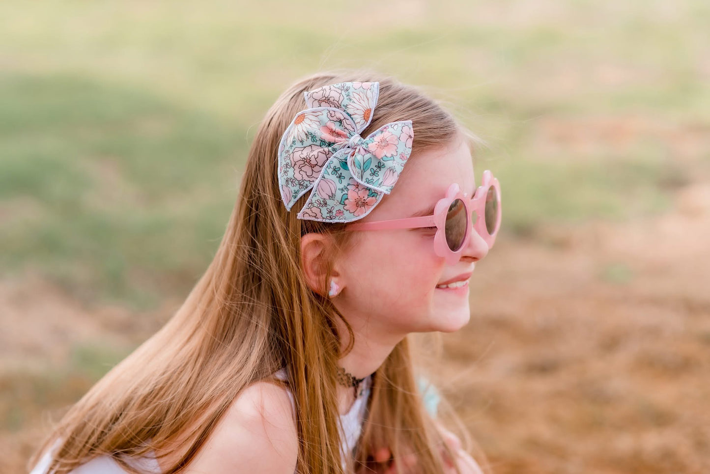 Blue Floral Fable Bow
