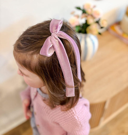 Lavender Velvet Long Tail Bow