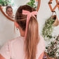 Baby Pink Velvet Long Tail Bow