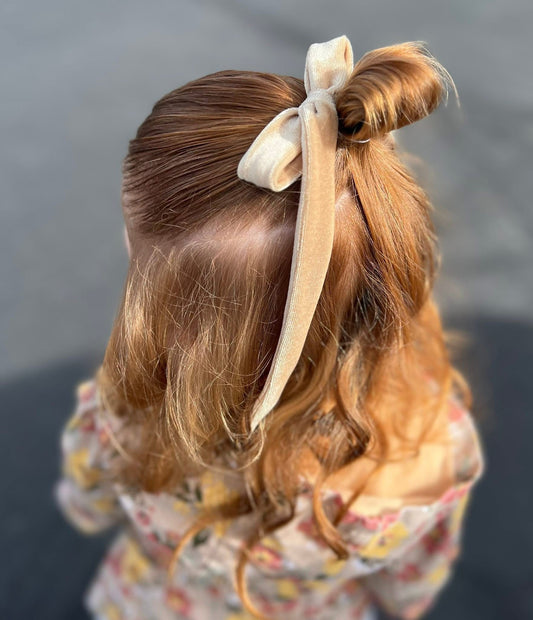 Champagne Velvet Long Tail Bow