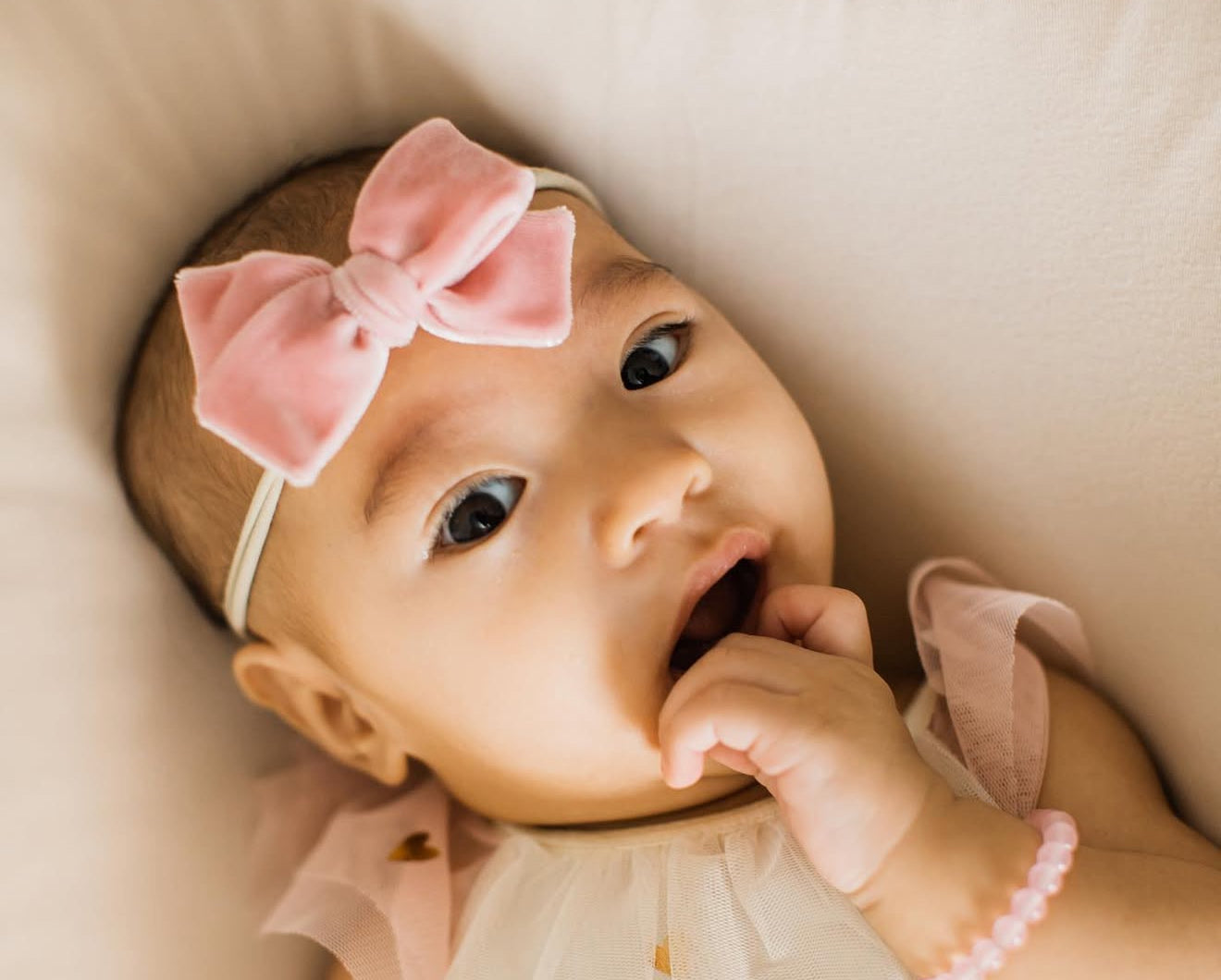 Baby Pink Velvet Hand-tied Bow