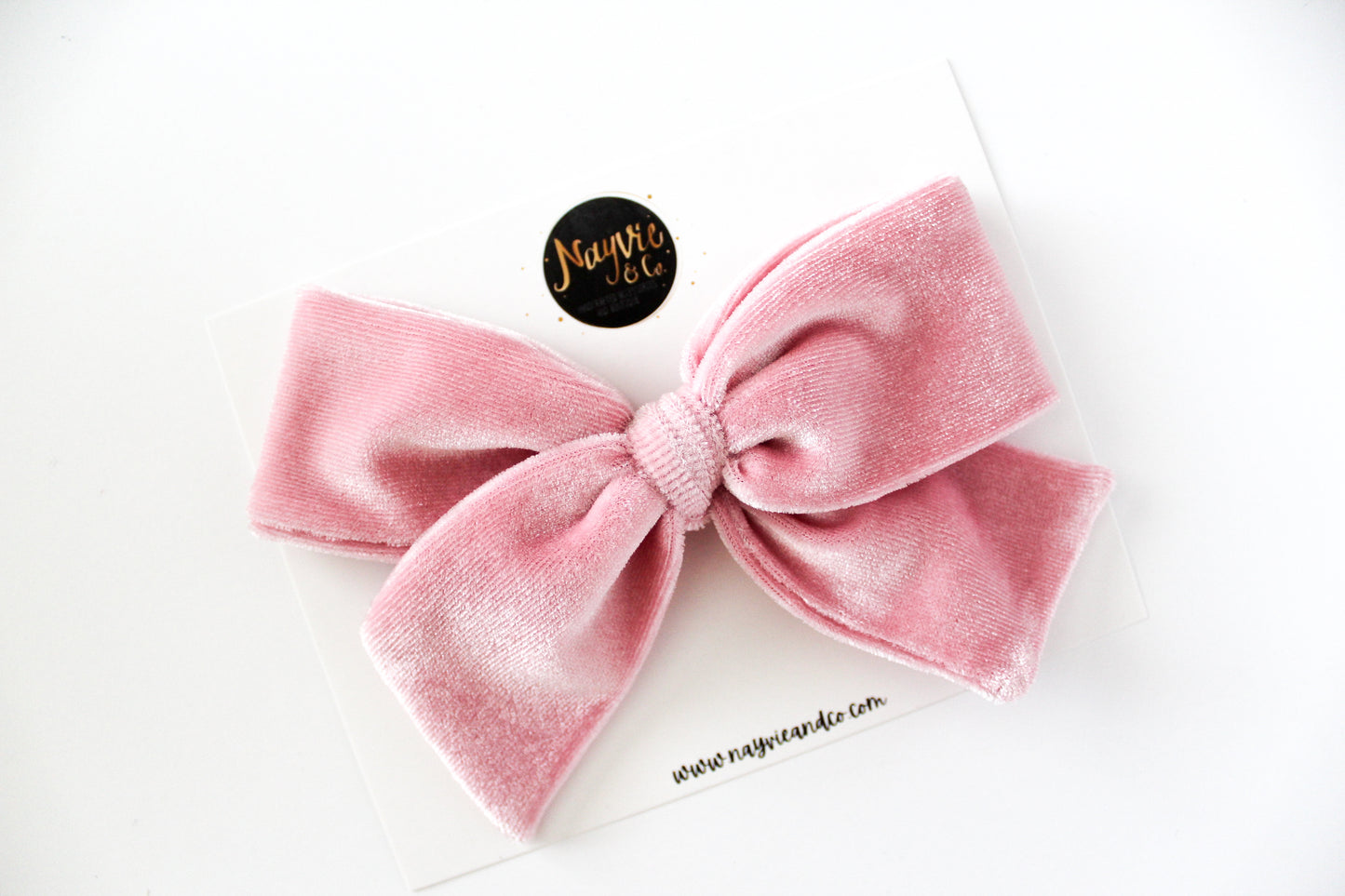Baby Pink Velvet Hand-tied Bow