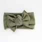 Olive Ribbed Tie-on Headwrap