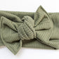 Olive Ribbed Tie-on Headwrap