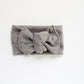 Gray Mini Ribbed Tie-On Headwrap