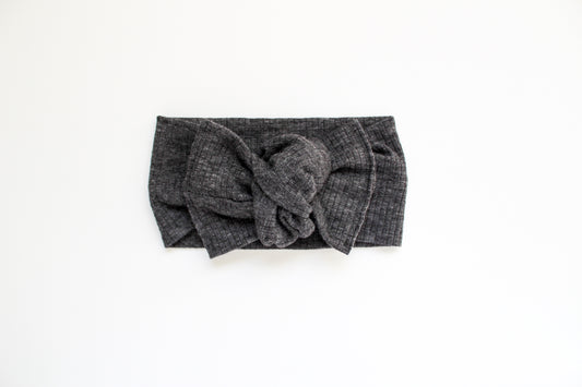 Heathered Charcoal Ribbed Tie-On Headwrap