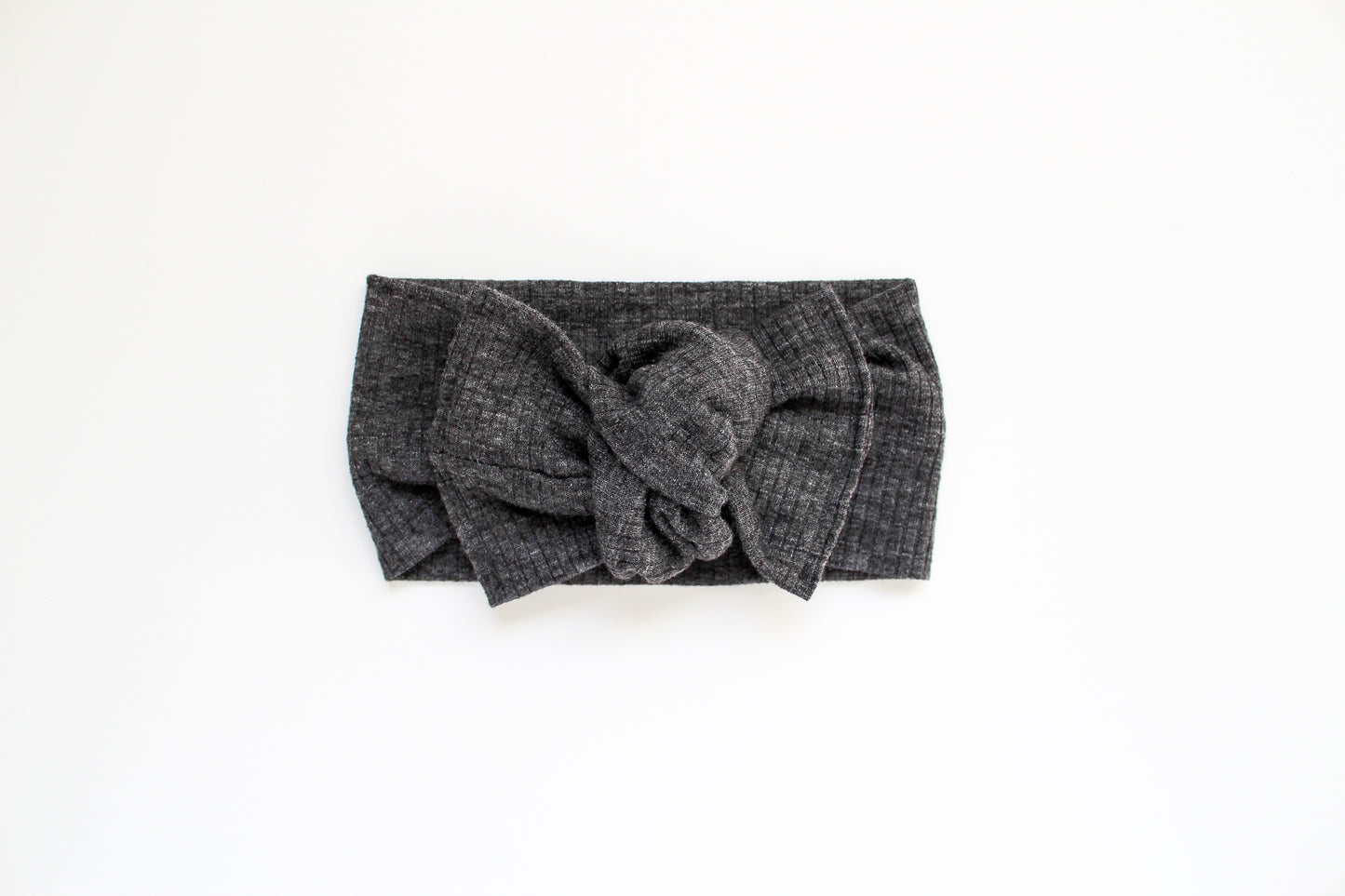 Heathered Charcoal Ribbed Tie-On Headwrap