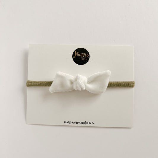 Ivory Velvet Twist Bow