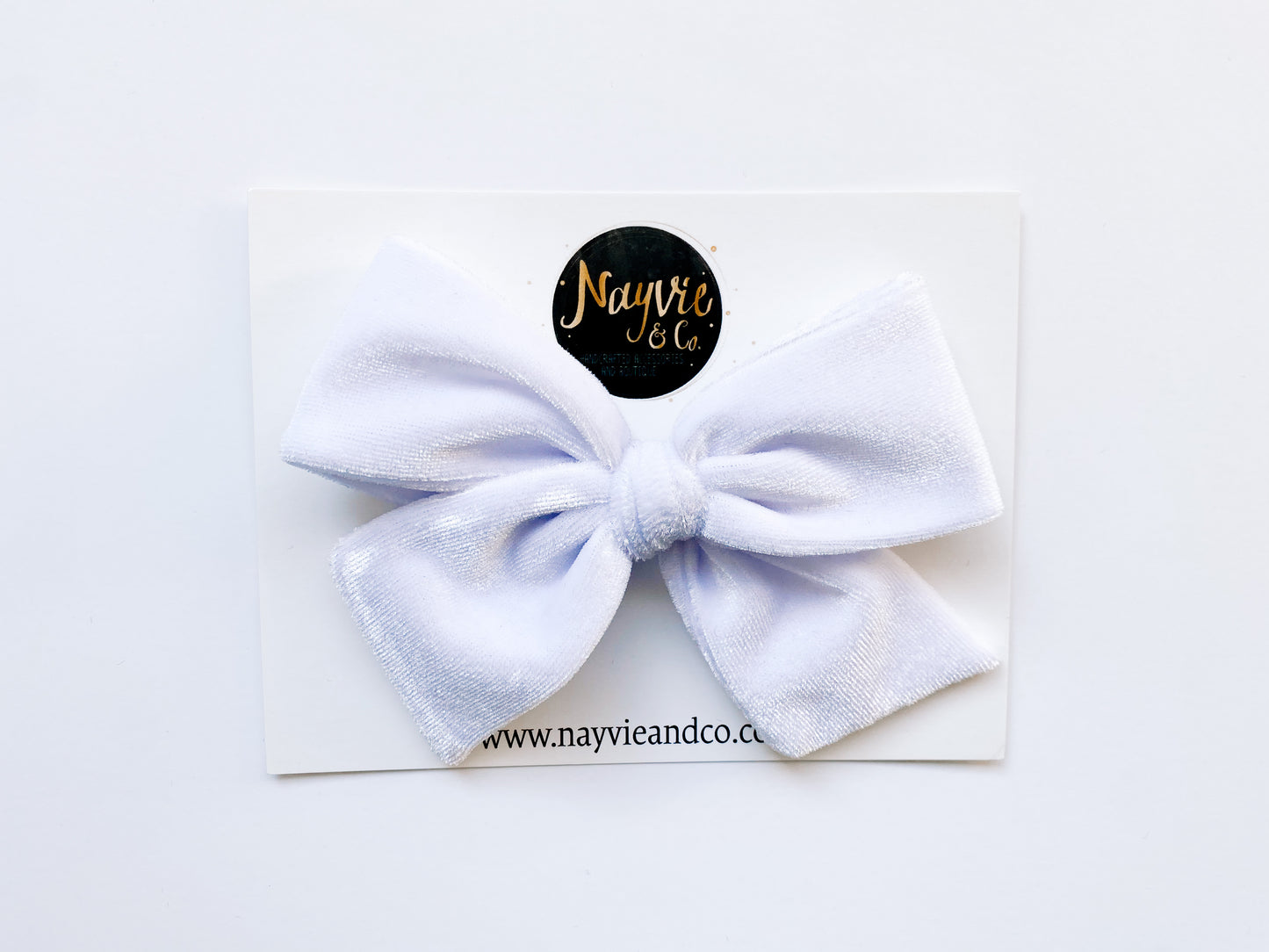 White Velvet Hand-tied Bow