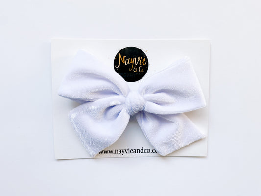 White Velvet Hand-tied Bow