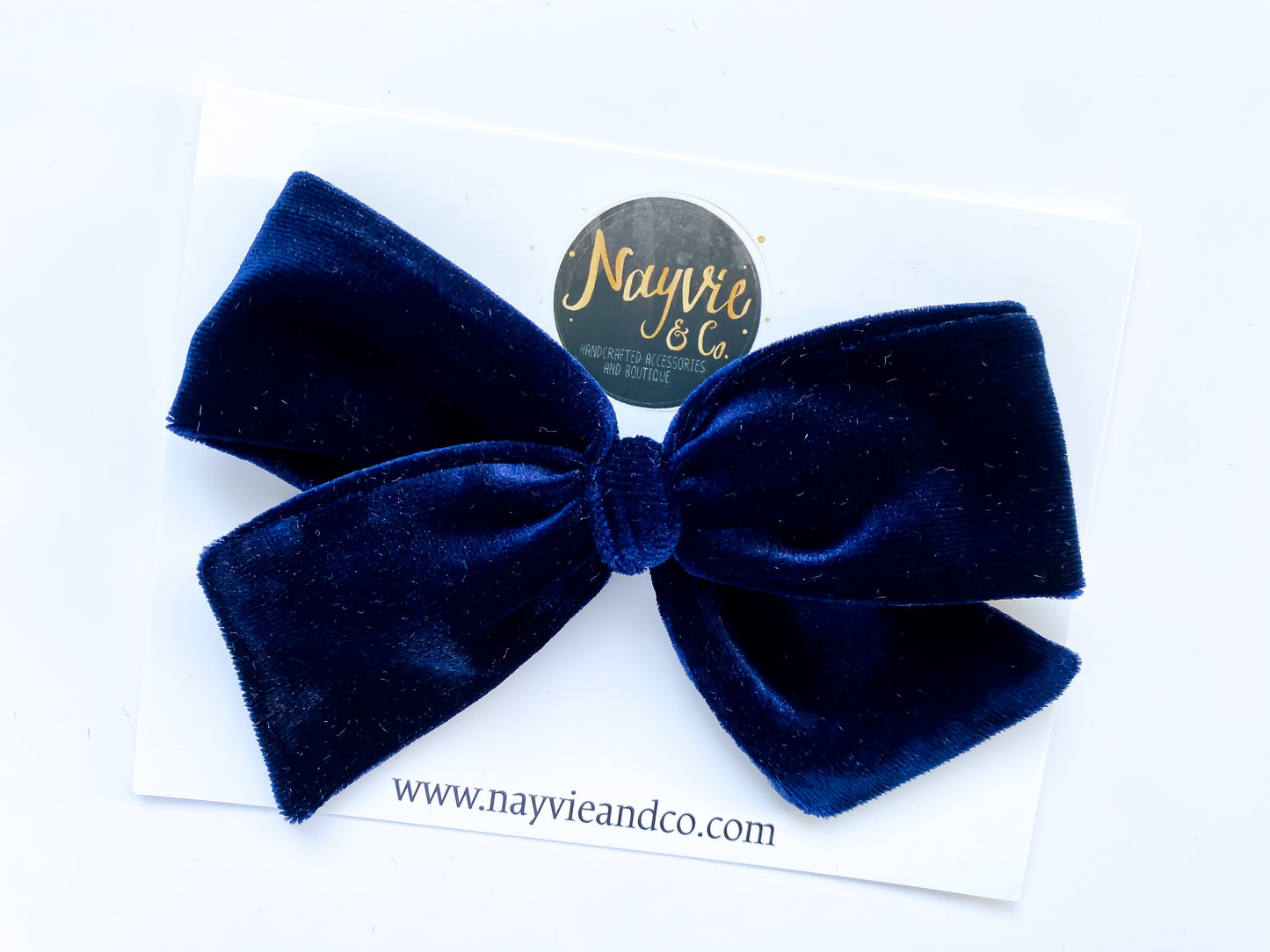 Navy Blue Velvet Hand-tied Bow