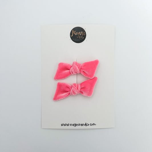 Candy Pink Velvet Twist Bow