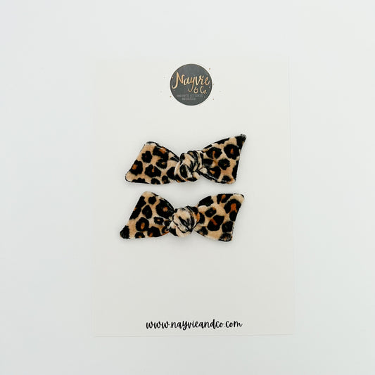 Leopard Velvet Twist Bow