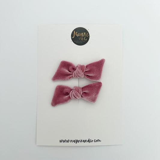 Dusty Mauve Velvet Twist Bow