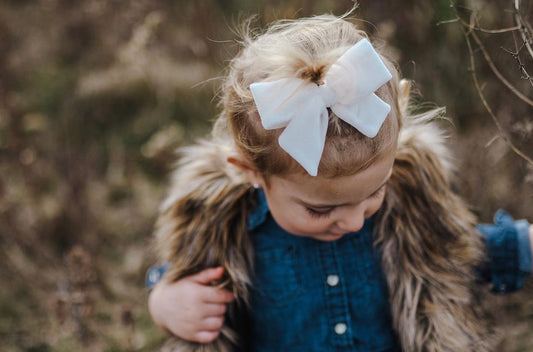 Ivory Velvet Hand-tied Bow