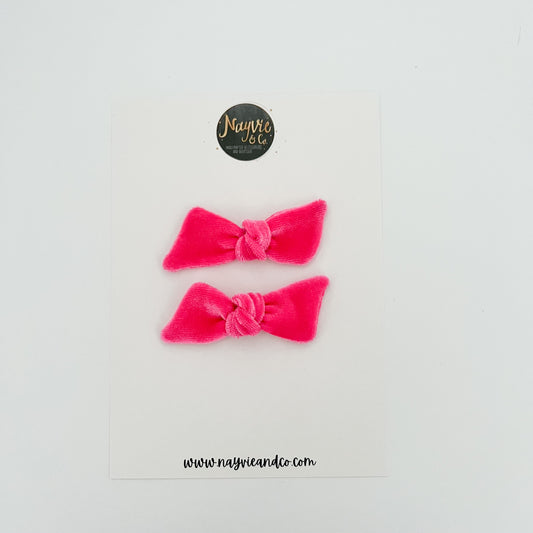 Neon Pink Velvet Twist Bow